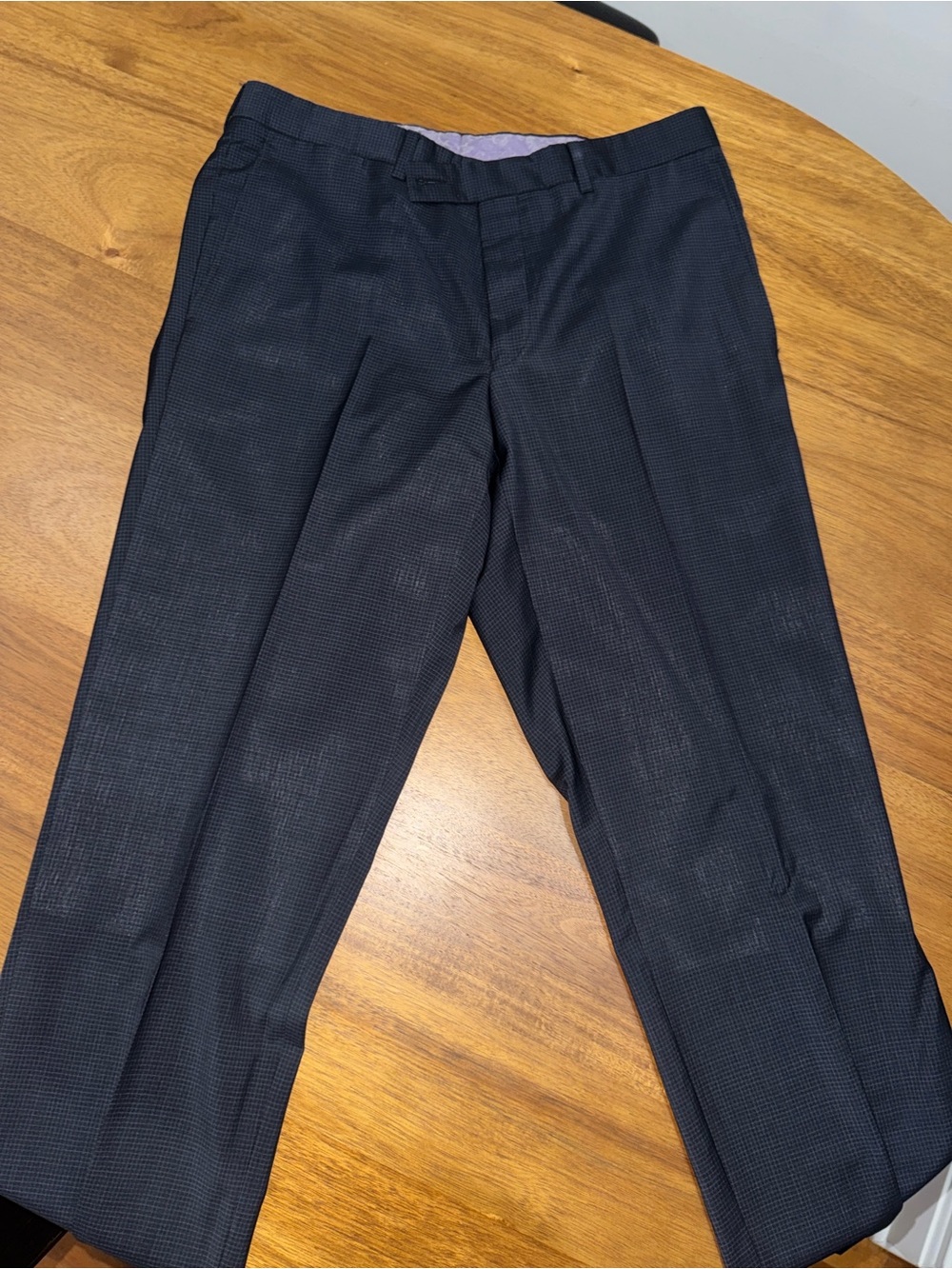 Ted Baker Men's Dark Navy Micro-Pattern Suit Pants